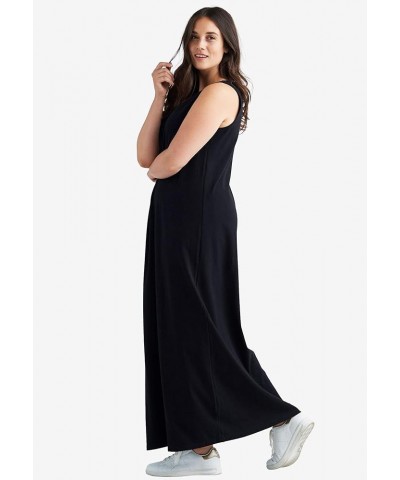 Women's Plus Size Sleeveless Knit Maxi Dress Navy Print $21.91 Dresses