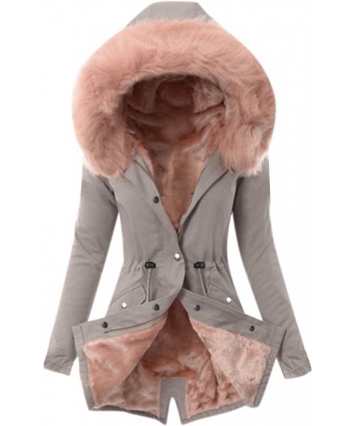 Womens Winter Coats Trendy Plus Size Fleece Sherpa Lined Parkas Jacket Thicken Windproof Outerwear With Fur Hood 07-pink $11....