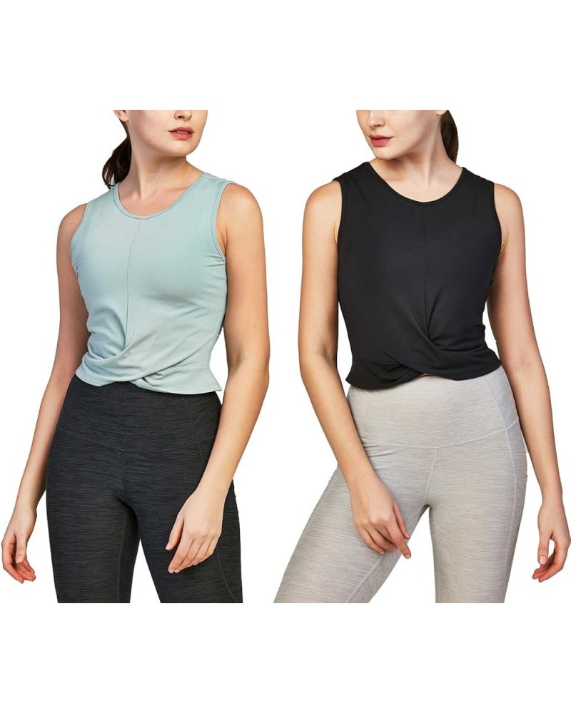 Women's 2 Pack Stretch Cotton and Modal Classic-Fit Short-Sleeve Crewneck T-Shirt 3.(crop) Black / Gray Green $8.81 T-Shirts