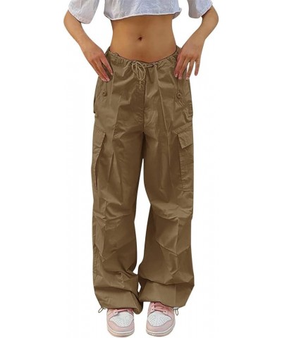 Cargo Pants Women Casual Straight Wide Leg Sweatpants Baggy High Waisted Stretchy Multiple Pockets Trouser Streetwear C-khaki...