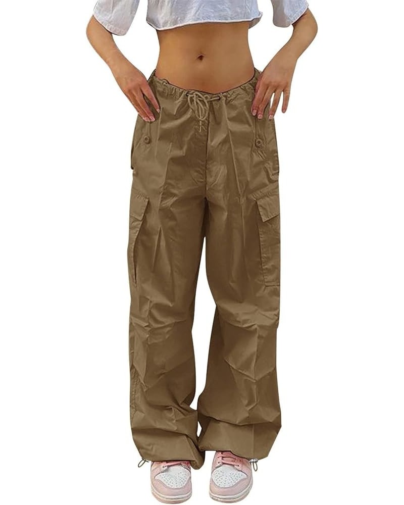 Cargo Pants Women Casual Straight Wide Leg Sweatpants Baggy High Waisted Stretchy Multiple Pockets Trouser Streetwear C-khaki...