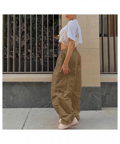 Cargo Pants Women Casual Straight Wide Leg Sweatpants Baggy High Waisted Stretchy Multiple Pockets Trouser Streetwear C-khaki...