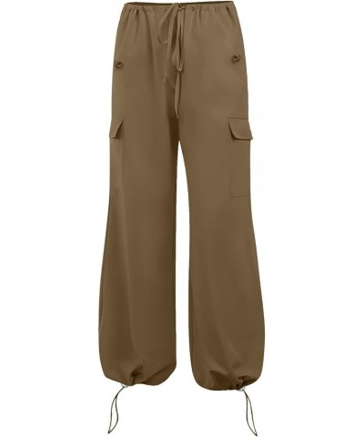 Cargo Pants Women Casual Straight Wide Leg Sweatpants Baggy High Waisted Stretchy Multiple Pockets Trouser Streetwear C-khaki...