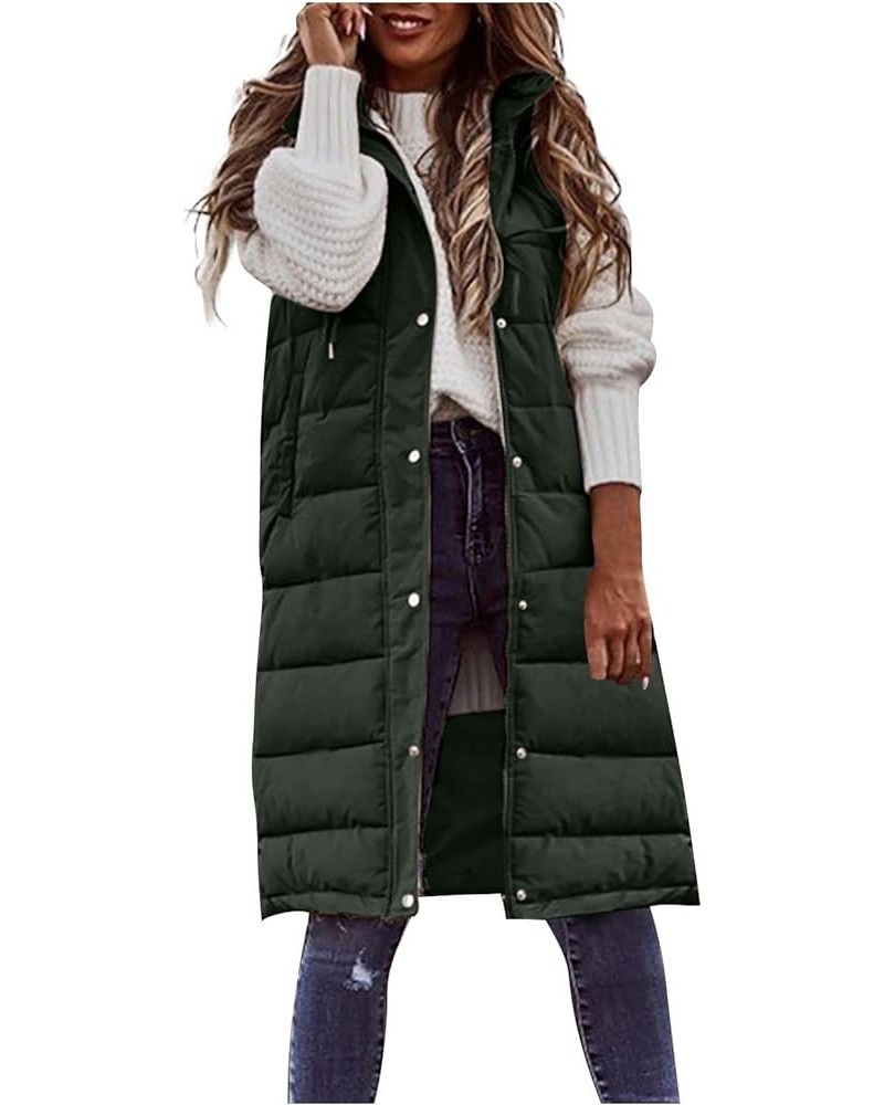 Womens Long Puffer Vest Winter Casual Sleeveless Full Zip Hooded Puffer Jacket Packable Lightweight Quilted Jacket Down Coats...