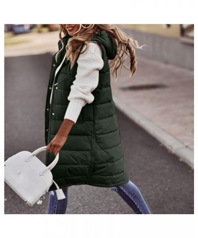 Womens Long Puffer Vest Winter Casual Sleeveless Full Zip Hooded Puffer Jacket Packable Lightweight Quilted Jacket Down Coats...