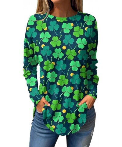 Oversize Tops for Women Casual Long Sleeve Loose T-Shirts Round Neck Cute Tunic Tops Lightweight Print Tees Blouses 04-green ...