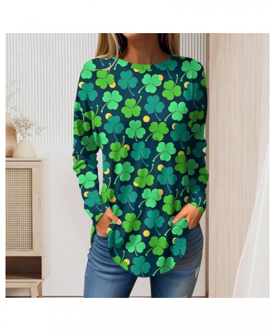 Oversize Tops for Women Casual Long Sleeve Loose T-Shirts Round Neck Cute Tunic Tops Lightweight Print Tees Blouses 04-green ...