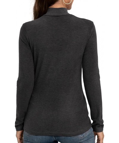 Women's Long Sleeves Mock Turtleneck Tops Basic Stretch Lightweight Under Layer Shirts Charcoal Heather $10.00 Underwear