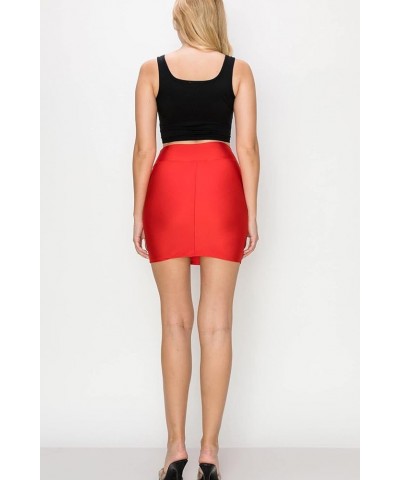 Women Basic Bodycon Pencil Comfy Stretchy High Waist Mini Skirt Made in USA Red $10.32 Skirts