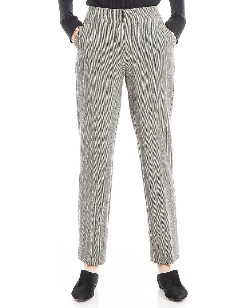 Women's Double Knit Slim Trouser Black/Taupe Herringbone-ym-xy211228 $21.31 Pants