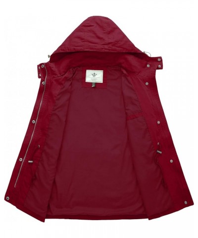 Women's Anorak Military Jacket Lightweight Casual Cotton Coat with Hood Red $34.01 Jackets