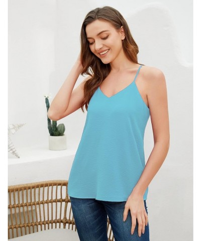 Women's Tank Tops, Sexy Camisole Cute Loose Fit Blouses Shirt 4-light Blue $7.79 Tanks