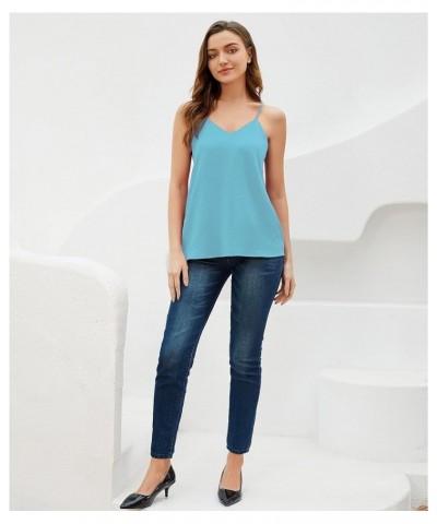 Women's Tank Tops, Sexy Camisole Cute Loose Fit Blouses Shirt 4-light Blue $7.79 Tanks