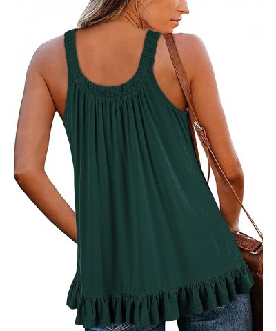 Womens Summer Tank Tops Loose Fit Spaghetti Strap Flowy Sleeveless Pleated Tops S-2XL 05-green $13.24 Tanks