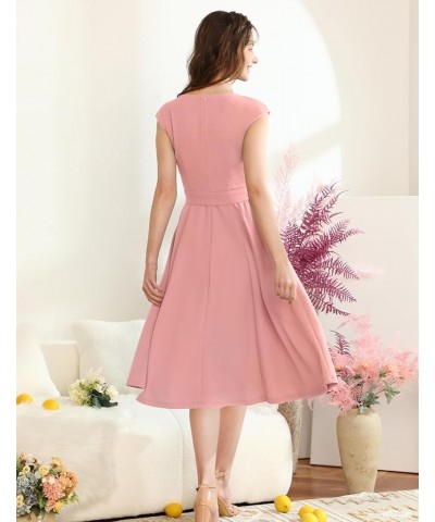 Women's Cocktail Vintage Dresses 2024 Modest Wedding Guest Dress, Prom & Bridesmaid Dustyrose $17.50 Dresses