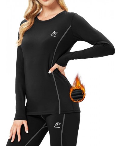 Thermal Underwear for Women, Winter Warm Base Layer Compression Set Fleece Lined Long Johns Black $10.87 Underwear