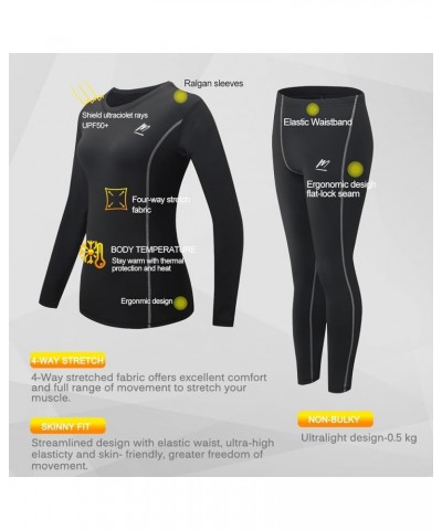 Thermal Underwear for Women, Winter Warm Base Layer Compression Set Fleece Lined Long Johns Black $10.87 Underwear