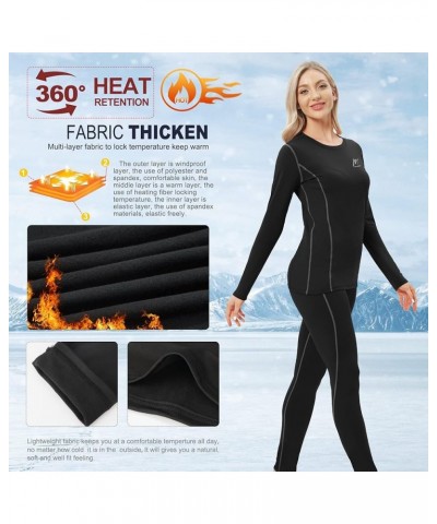 Thermal Underwear for Women, Winter Warm Base Layer Compression Set Fleece Lined Long Johns Black $10.87 Underwear