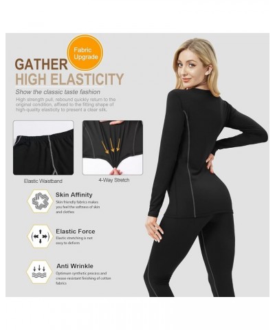 Thermal Underwear for Women, Winter Warm Base Layer Compression Set Fleece Lined Long Johns Black $10.87 Underwear