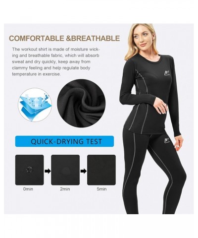 Thermal Underwear for Women, Winter Warm Base Layer Compression Set Fleece Lined Long Johns Black $10.87 Underwear