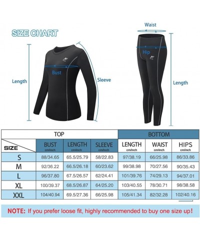 Thermal Underwear for Women, Winter Warm Base Layer Compression Set Fleece Lined Long Johns Black $10.87 Underwear