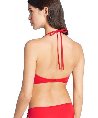 Women's Light Lift Long line Elastic Tim Triangle Bikini Top (Red) Red $15.45 Swimsuits