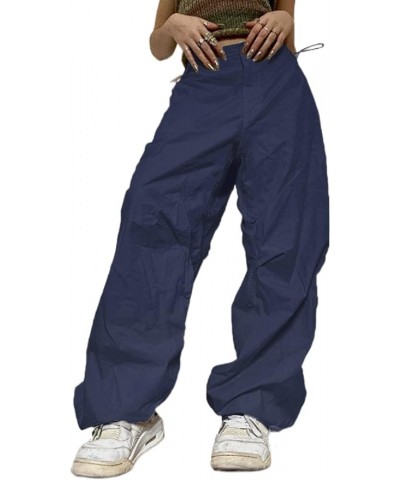 Women's Baggy Cargo Pants Low Waist Hip Hop Sweatpants Drawstring Oversized Loose Wide Leg Hippie Joggers Trousers E Blue $23...