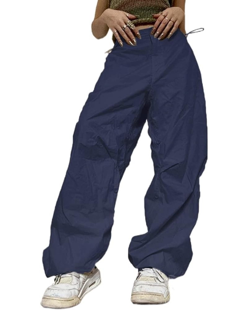 Women's Baggy Cargo Pants Low Waist Hip Hop Sweatpants Drawstring Oversized Loose Wide Leg Hippie Joggers Trousers E Blue $23...