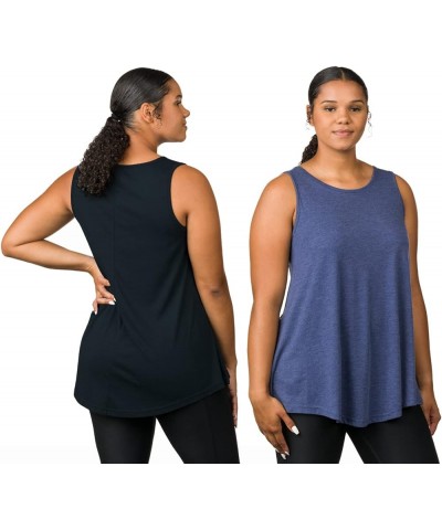 2 Pack Long Flowy Sleeveless Tunic Top For Women Blk/Blue P $17.15 Tops