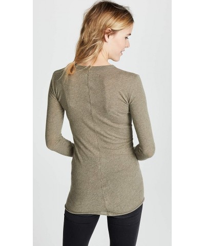 Women’s Cashmere Blend Cuffed Crew Top with Thumbholes Pebble $41.86 Sweaters