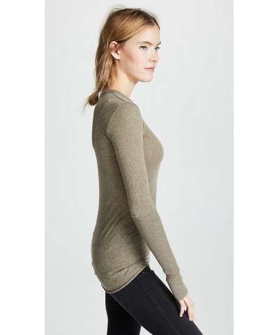 Women’s Cashmere Blend Cuffed Crew Top with Thumbholes Pebble $41.86 Sweaters