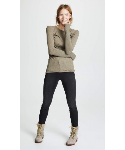 Women’s Cashmere Blend Cuffed Crew Top with Thumbholes Pebble $41.86 Sweaters