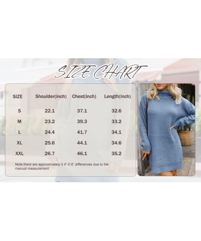 Womens Turtleneck Oversized Sweater Dress Ribbed Knit Long Sleeve Soft Pullover Mini Dress Blue $11.61 Sweaters