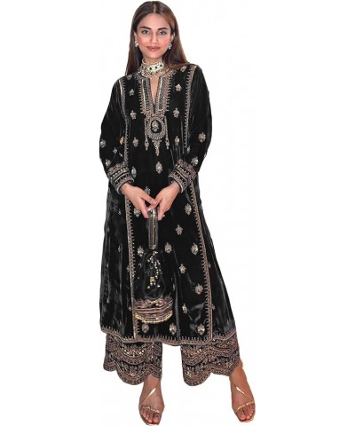 Life Fashion Women's Salwar Kameez Straight Suit Viscos Velvet Traditional Indian Pakistani Ready To Wear Dress Black $39.60 ...