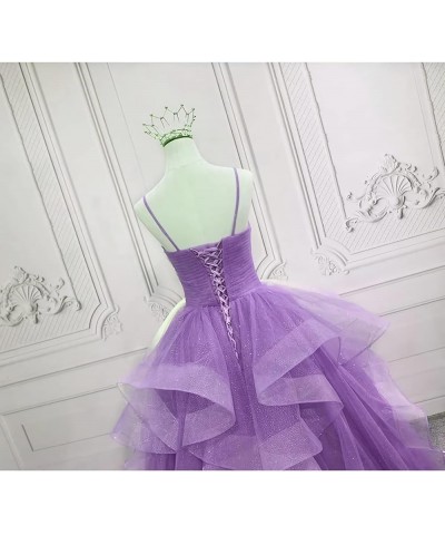 Glitter Tulle Prom Dresses 2024 Spaghetti Straps Ball Gown for Women Long Homecoming Dresses for Teens Putty $43.70 Dresses