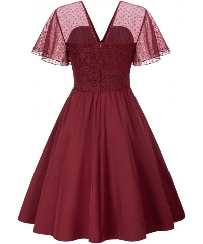 Women's 1950s Polka Dots Vintage Swing Dresses with Pockets Wine 660 $16.45 Dresses