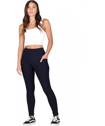 Solid Ribbed Leggings with Pockets Navy $14.78 Leggings