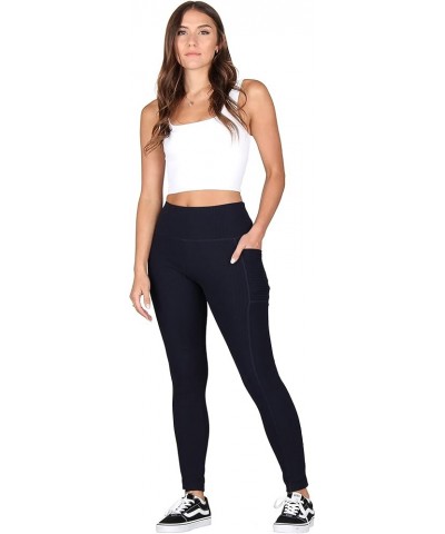 Solid Ribbed Leggings with Pockets Navy $14.78 Leggings