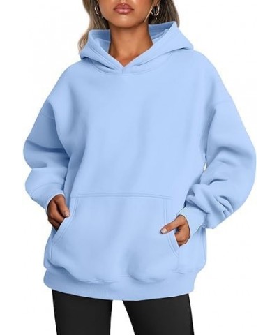 Women's Casual Long Sleeve Hoodie with Printed Letters Pullover Tops Loose Sweatshirt with Pocket Sky Blue $16.32 Hoodies & S...