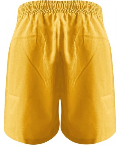 Womens Shorts for Summer Dressy Casual High Waist Drawstring Cargo Shorts Loose Fit Cotton Linen Shorts T07-yellow $12.24 Shorts