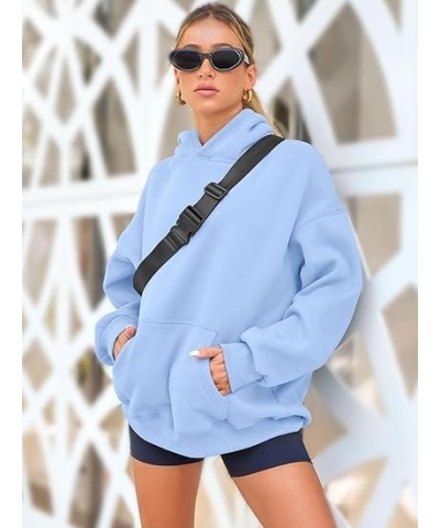 Women's Casual Long Sleeve Hoodie with Printed Letters Pullover Tops Loose Sweatshirt with Pocket Sky Blue $16.32 Hoodies & S...