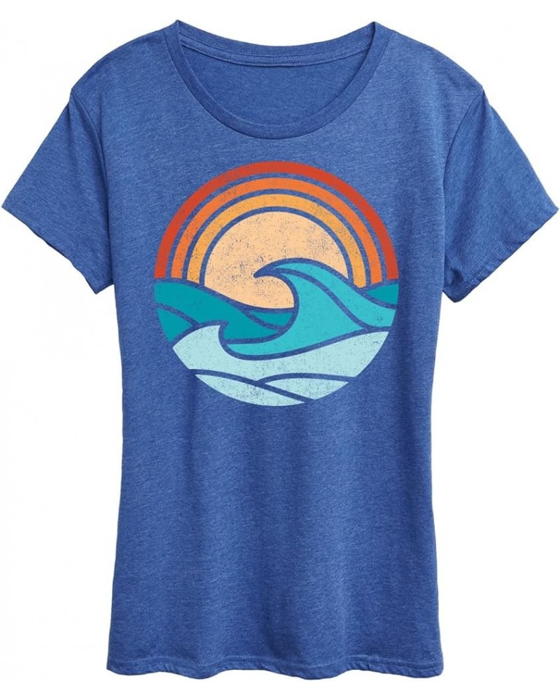 Wave Scene - Women's Short Sleeve Graphic T-Shirt Heather Royal Blue $10.00 T-Shirts