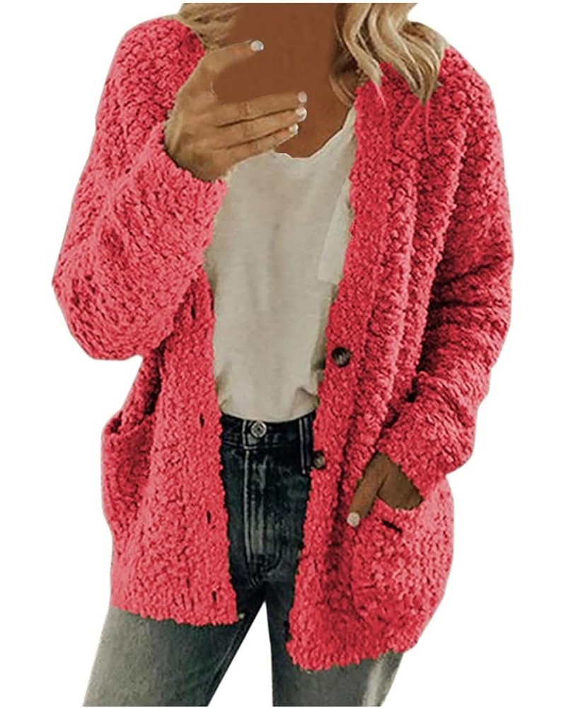 Winter Coats for Women Fleece Jacket with Pockets Fuzzy Hooded Zip Up Cardigan Plus Size Thick Warm Outerwear A-pink $12.61 J...