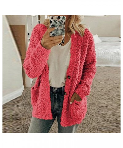 Winter Coats for Women Fleece Jacket with Pockets Fuzzy Hooded Zip Up Cardigan Plus Size Thick Warm Outerwear A-pink $12.61 J...