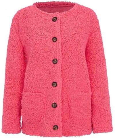 Winter Coats for Women Fleece Jacket with Pockets Fuzzy Hooded Zip Up Cardigan Plus Size Thick Warm Outerwear A-pink $12.61 J...