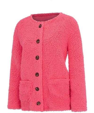 Winter Coats for Women Fleece Jacket with Pockets Fuzzy Hooded Zip Up Cardigan Plus Size Thick Warm Outerwear A-pink $12.61 J...