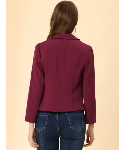 Women's Open Front Office Work Business Casual Crop Suit Blazer Jacket Burgundy-solid $18.90 Blazers