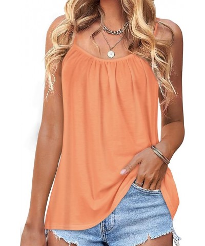 Tank Top for Women Spaghetti Strap Camisole Summer Scoop Neck Loose Fit Casual Sleeveless Shirts Coral $9.89 Tanks