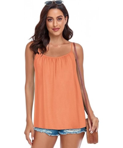 Tank Top for Women Spaghetti Strap Camisole Summer Scoop Neck Loose Fit Casual Sleeveless Shirts Coral $9.89 Tanks