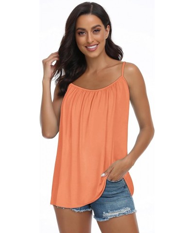 Tank Top for Women Spaghetti Strap Camisole Summer Scoop Neck Loose Fit Casual Sleeveless Shirts Coral $9.89 Tanks